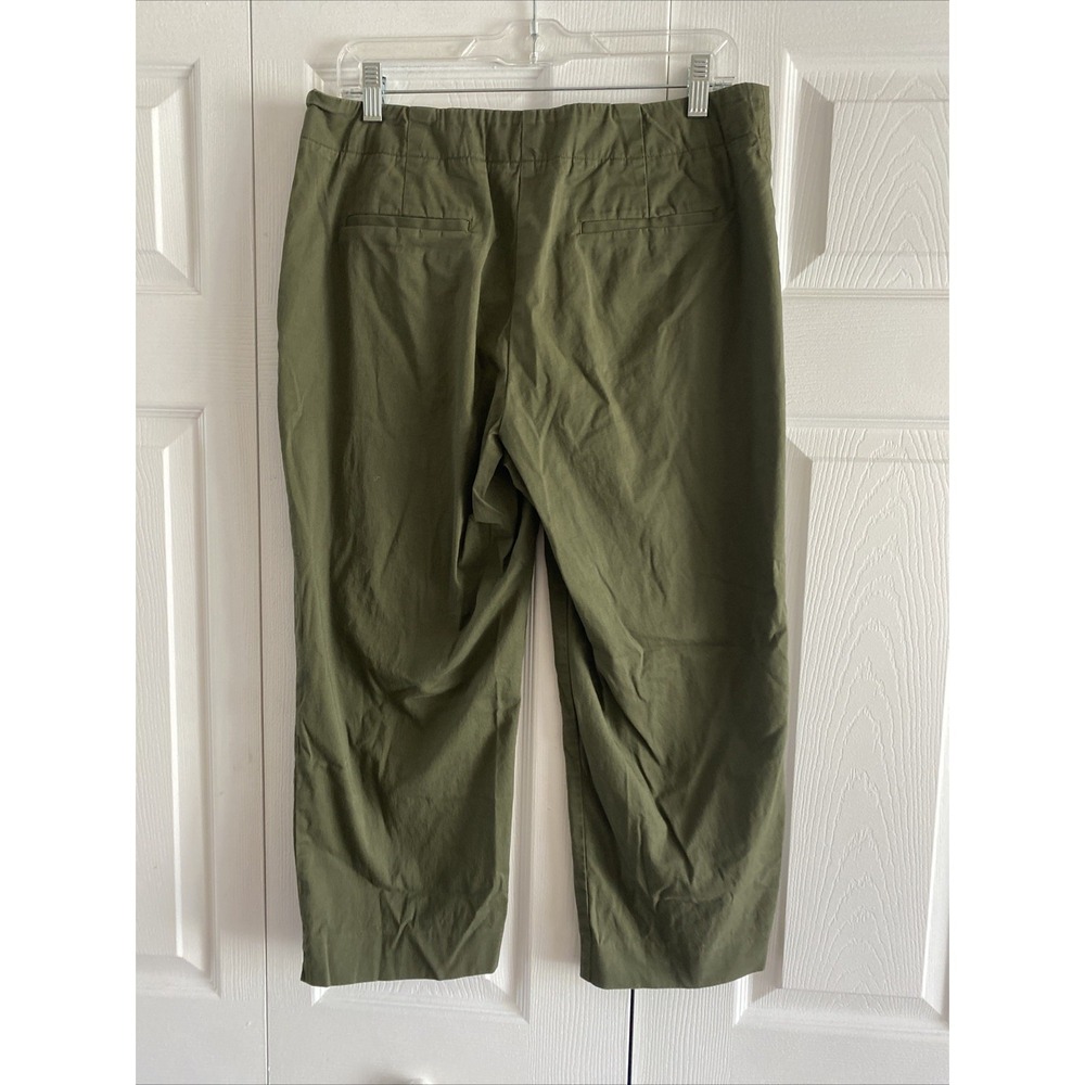 Talbots Heritage Crop Pants Womens Size 10 Green Side Zip Stretch Cotton Chino - Picture 4 of 6